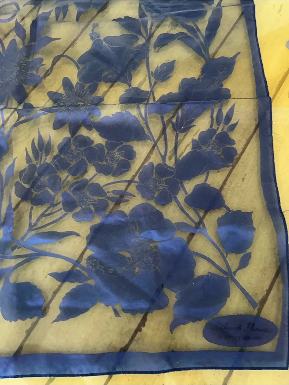 Blue Floral Sheer 🧣 scarf 25“ x 25“